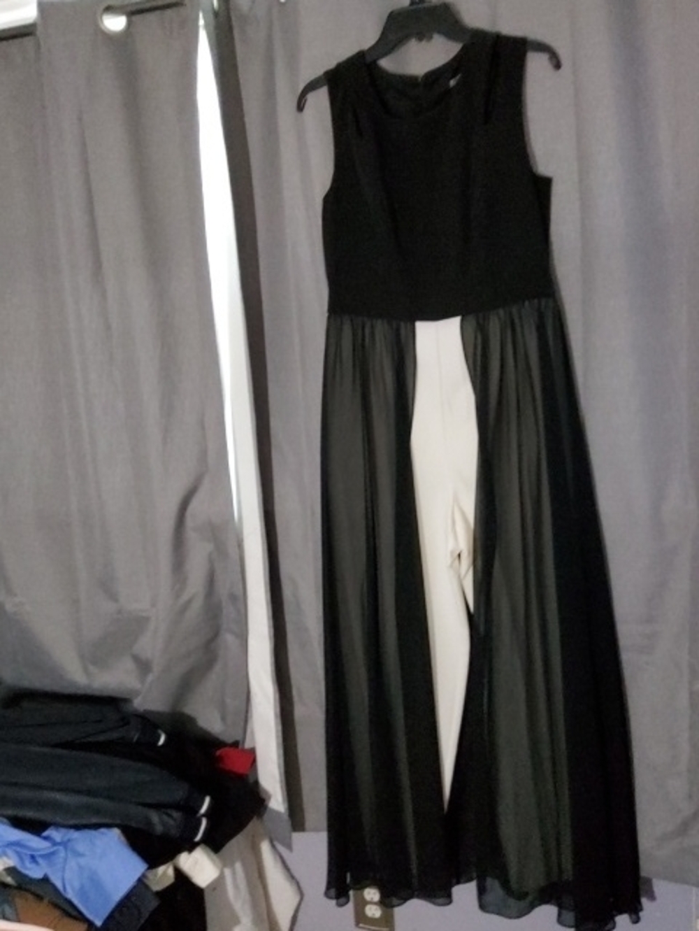 Black & White Sheer Overlay Jumpsuit